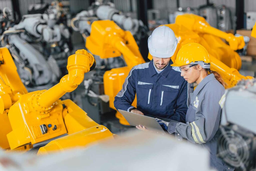 engineering team working together on an inspection